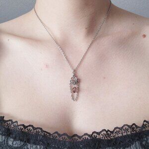 Gothic small & dainty chainmaille necklace with a purple diamond-shaped bead